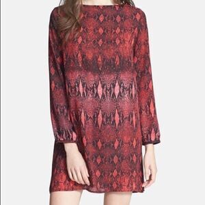 BB Dakota Vasha Snakeskin, Long Sleeve Shirtdress